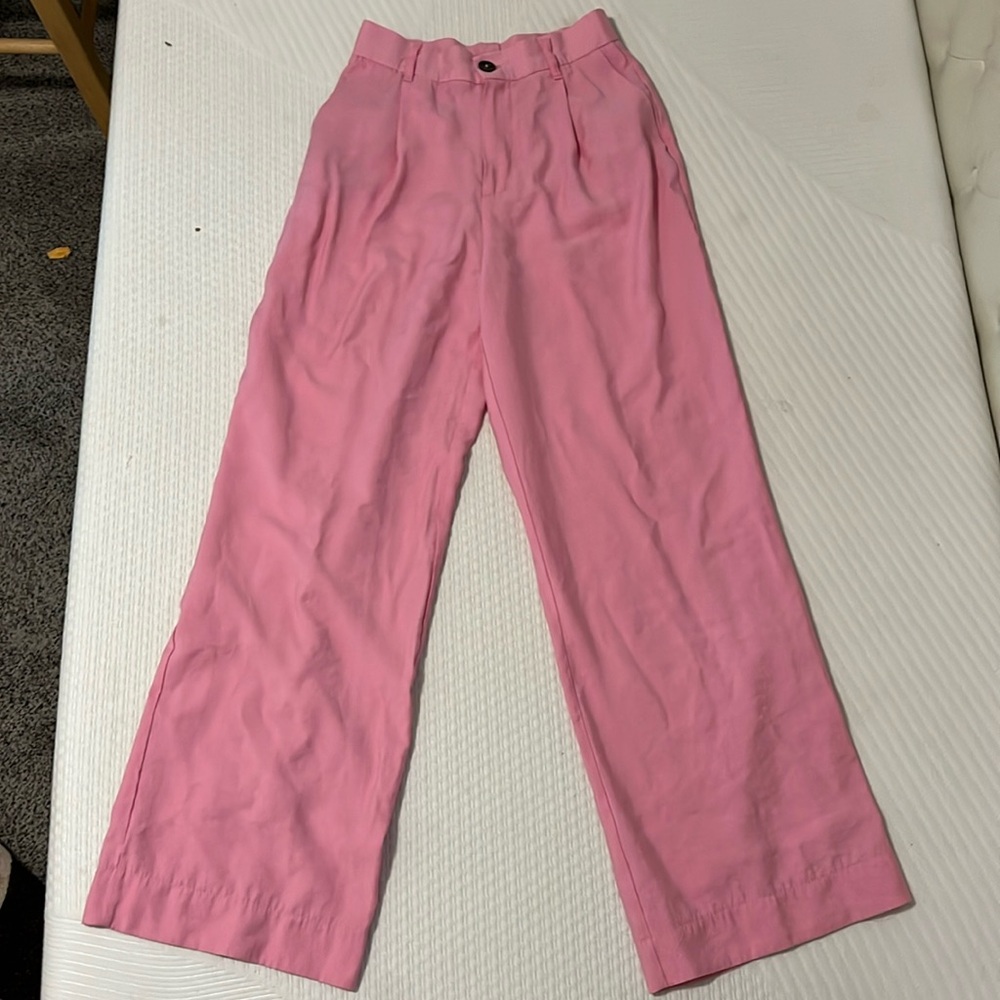 Madewell Pink High-waisted Wide Leg Trousers